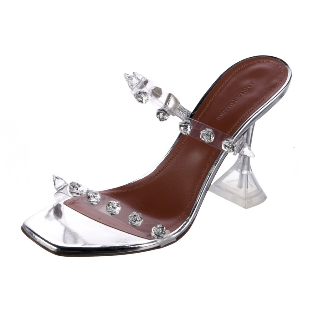 Amina Muaddi Julia Crystal Embellishments Slides Women's Size US10, IT40